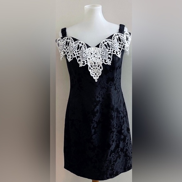 Jessica McClintock 80s Gunne Sax Party Dress Whimsigoth Goth Fall Castlecore - Picture 1 of 3